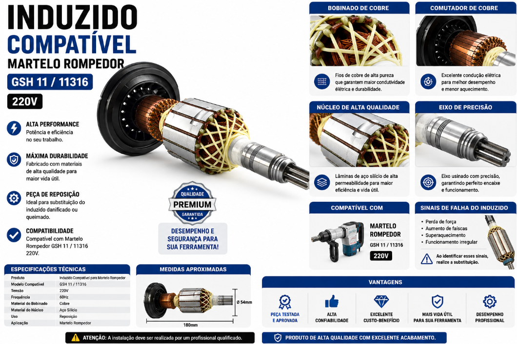 Induzido Compatível Martelo Rompedor Gsh 11 / 11316 220v 220v