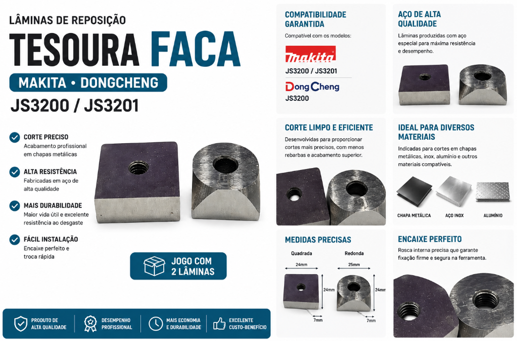 Lâminas Faca P/ Tesoura Faca Makita Dongcheng Js3200 Js3201
