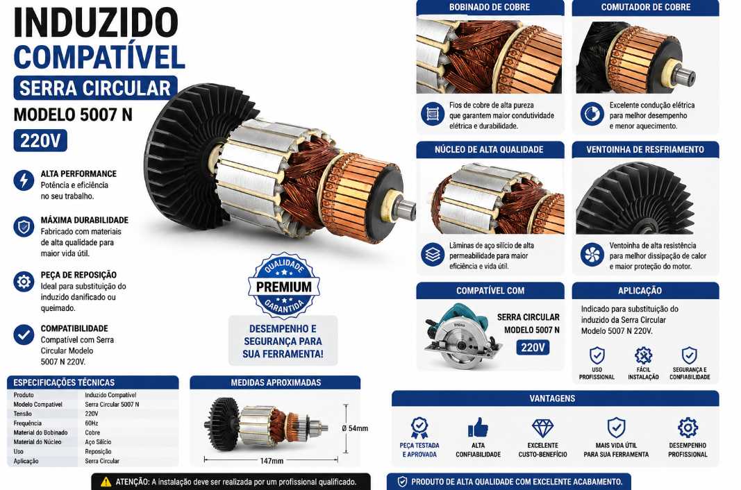 Induzido Compatível Serra Circular Modelo 5007 N 220v